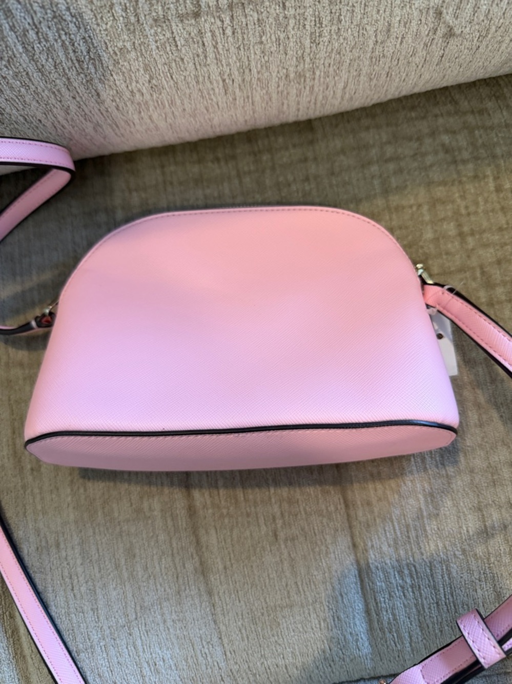 Kate Spade Pink small domed Crossbody Crossbody Bag Saffiano 7 1/2 by 6 new - Picture 5 of 12